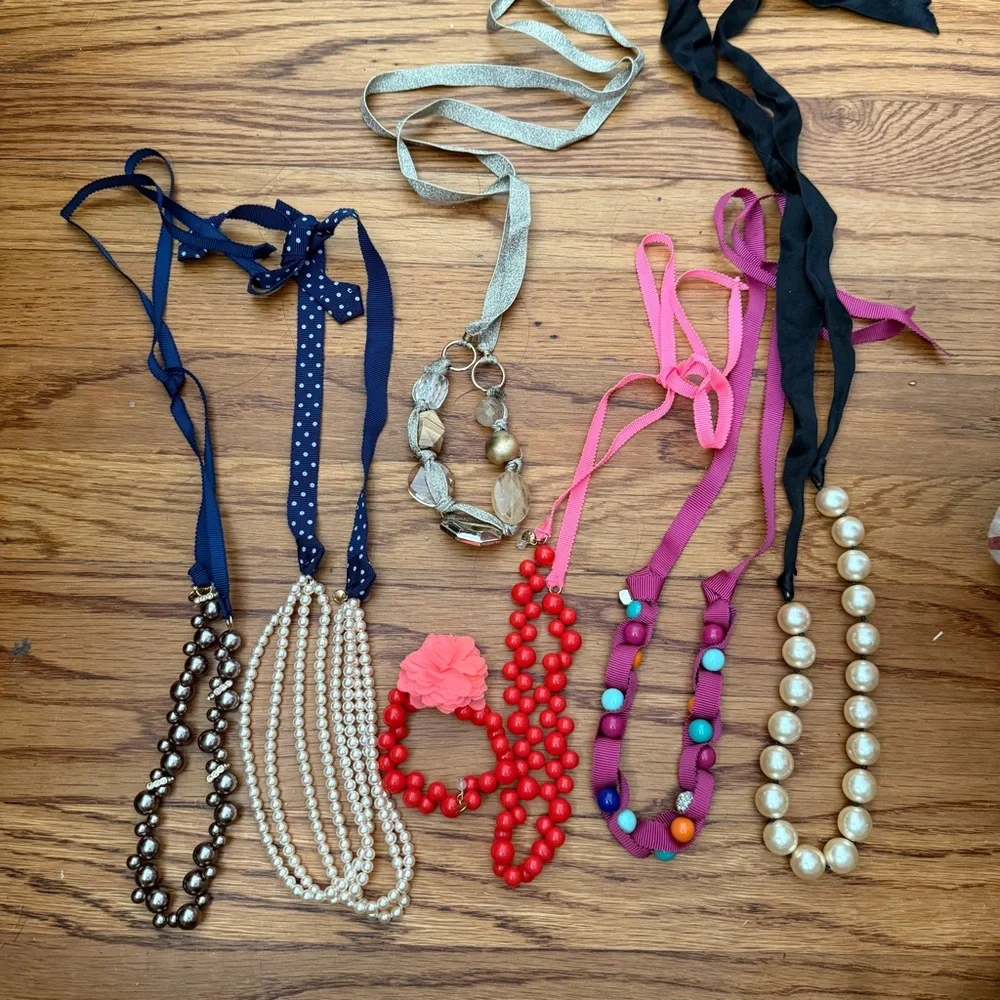 J Crew Crewcuts girls ribbon bead necklaces lot